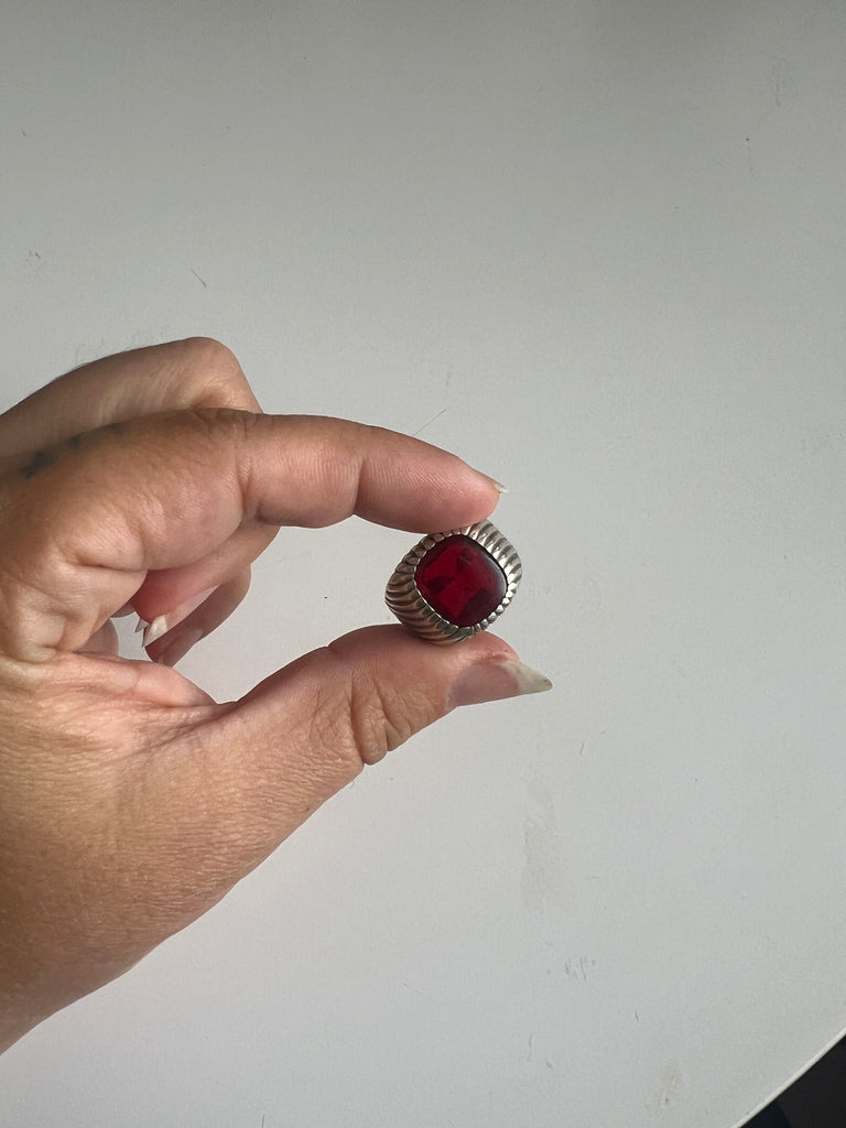 Red Glass Signet Ring