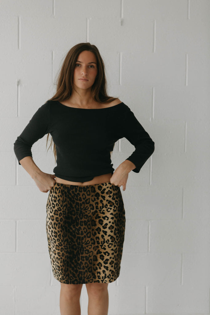 90s Faux Fur Leopard Skirt