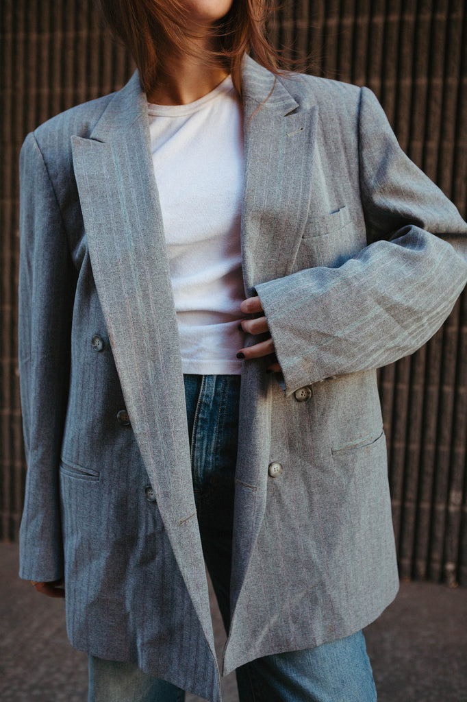 80s Double Breasted Pinstripe Blazer