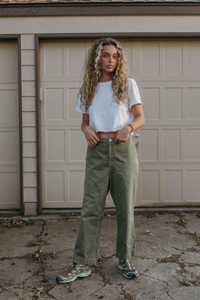 70s Cropped Cotton Chinos