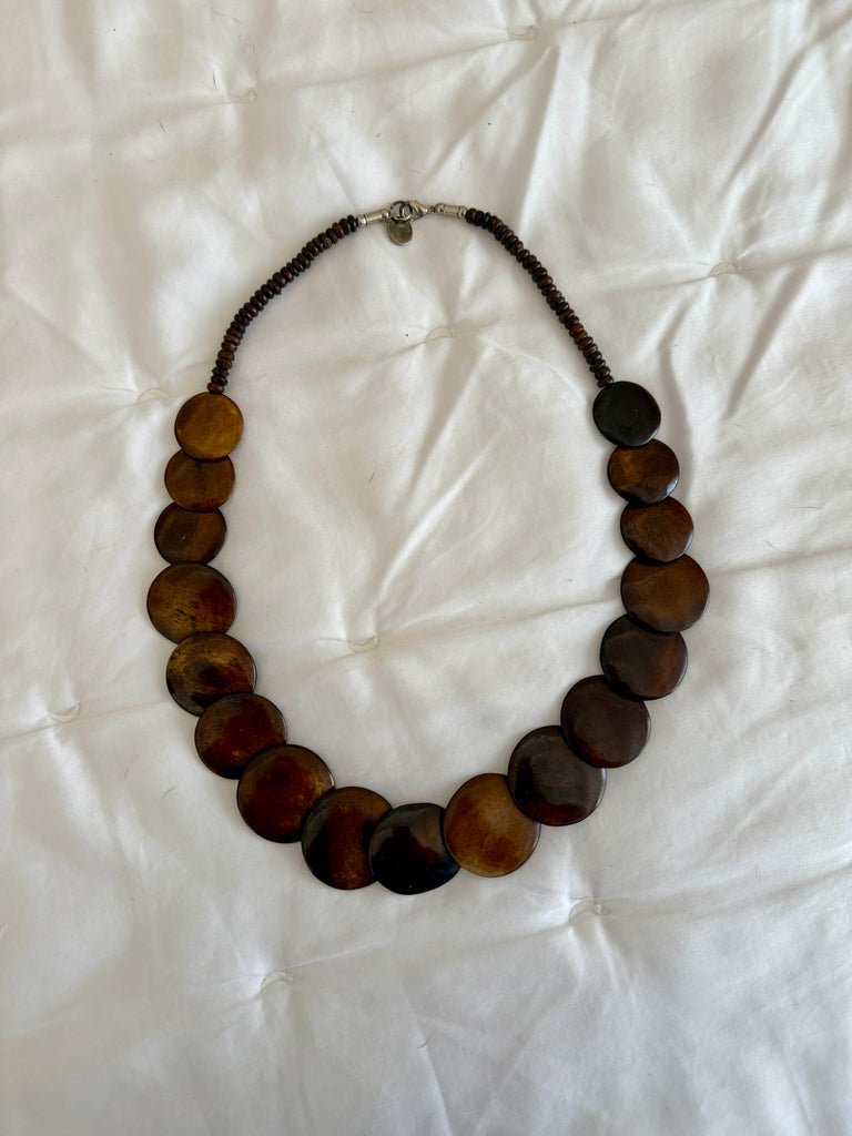 Dyed Bovine Oval Disc Necklace