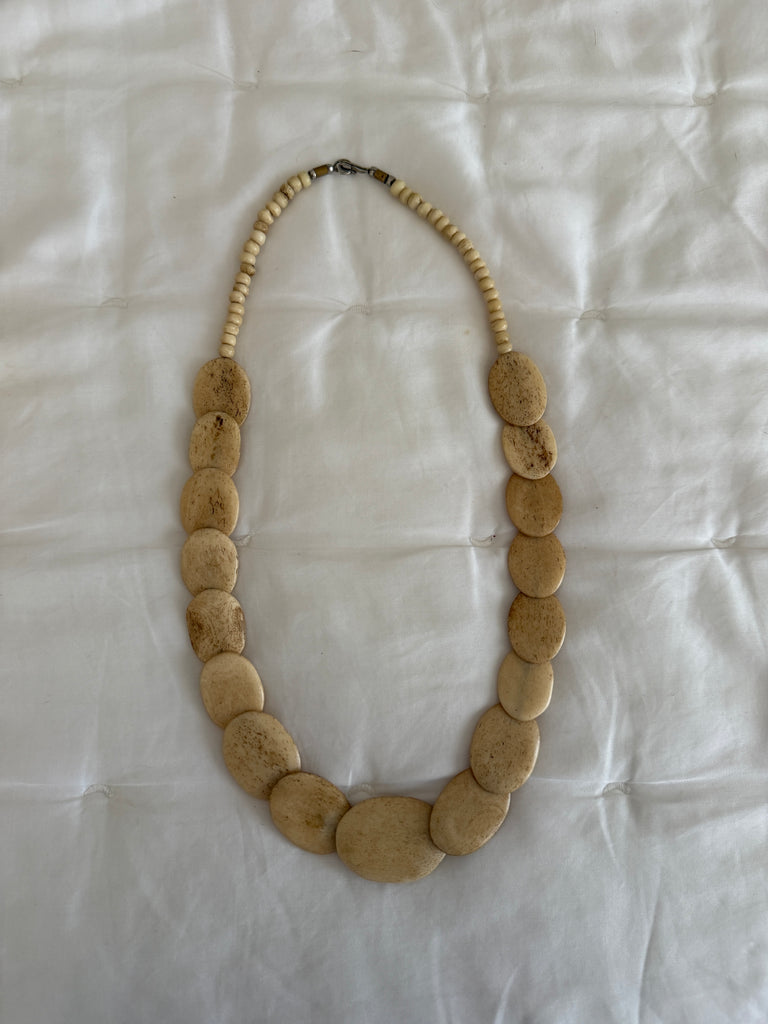 Antique Bovine Bone Disk Bead Necklace