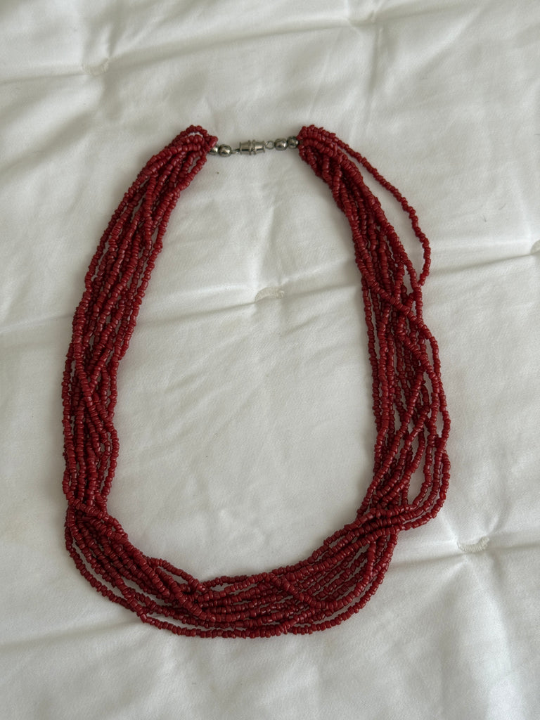 Multi-Strand Faux Coral Choker